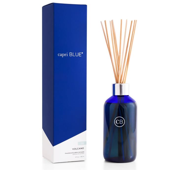 Capri Blue Reed Oil Diffuser - Volcano - Comes with Diffuser Sticks, Oil, and Glass Bottle - Aromatherapy Diffuser - 8 Fl Oz - Navy Blue