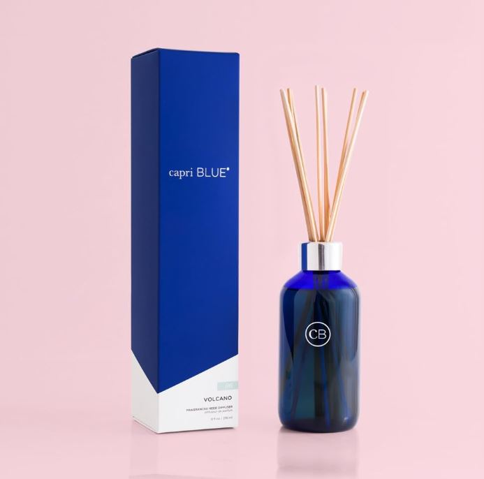 Capri Blue Reed Oil Diffuser - Volcano - Comes with Diffuser Sticks, Oil, and Glass Bottle - Aromatherapy Diffuser - 8 Fl Oz - Navy Blue